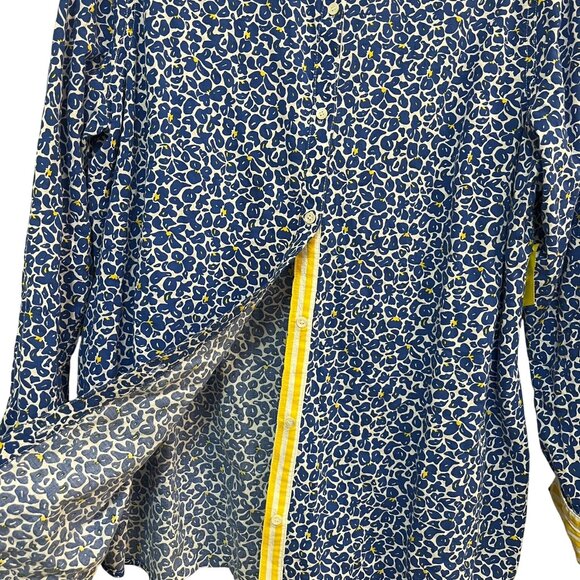 J. McLaughlin LOIS Button Down Women's Shirt Blue and White Floral Size XL - Picture 3 of 6